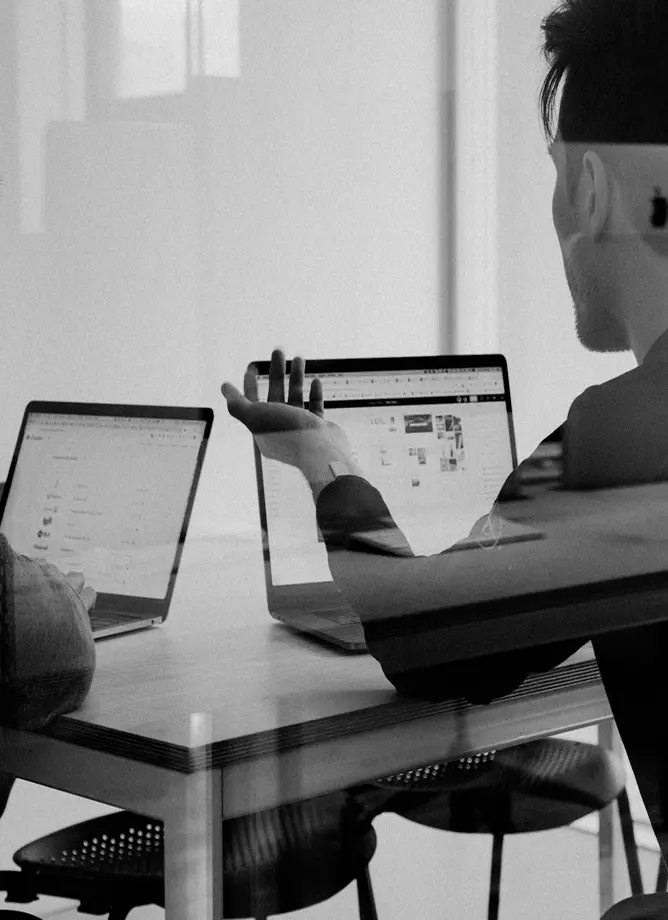 Digital marketing man with laptop Image