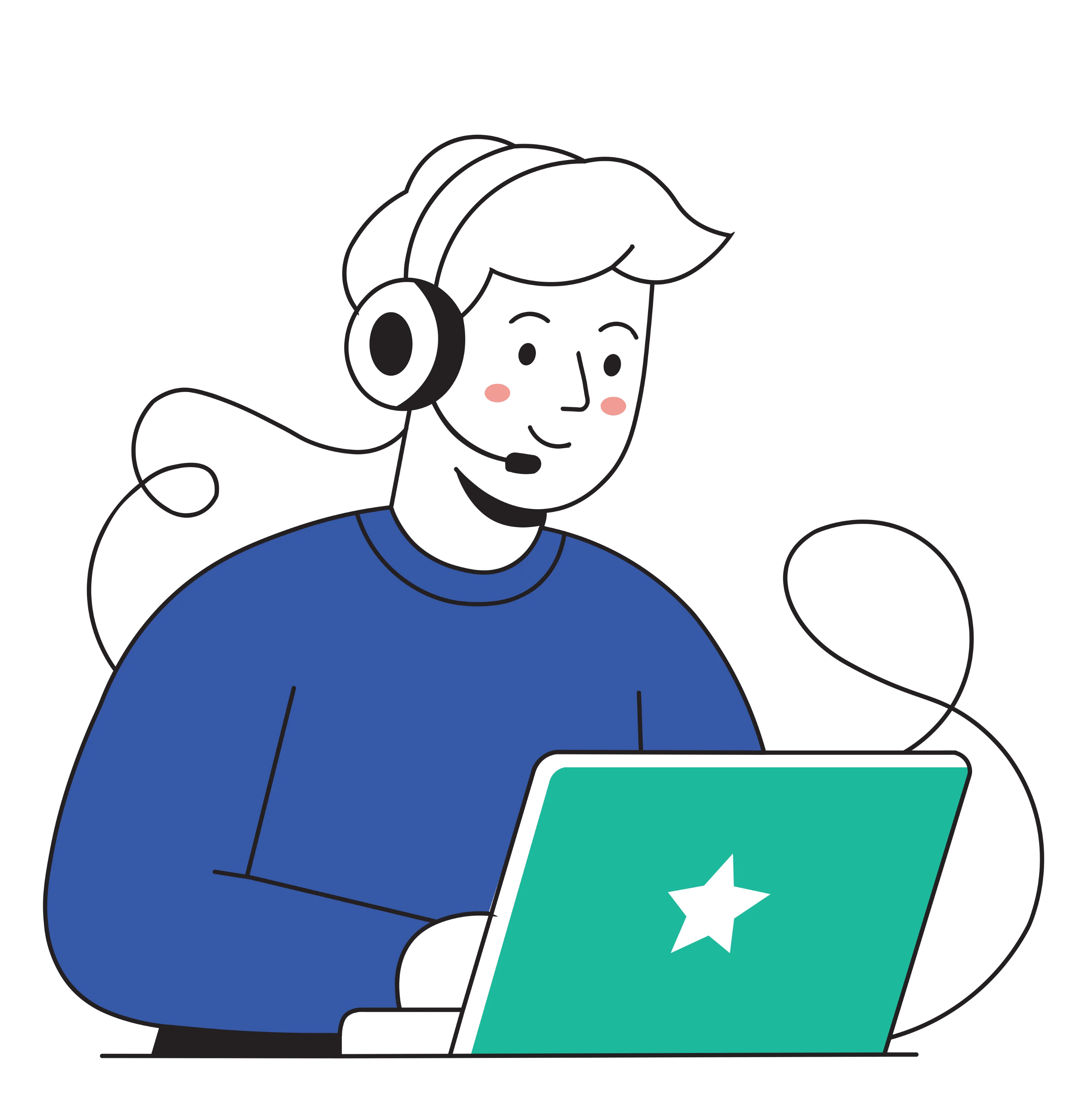 Illustration of person with laptop